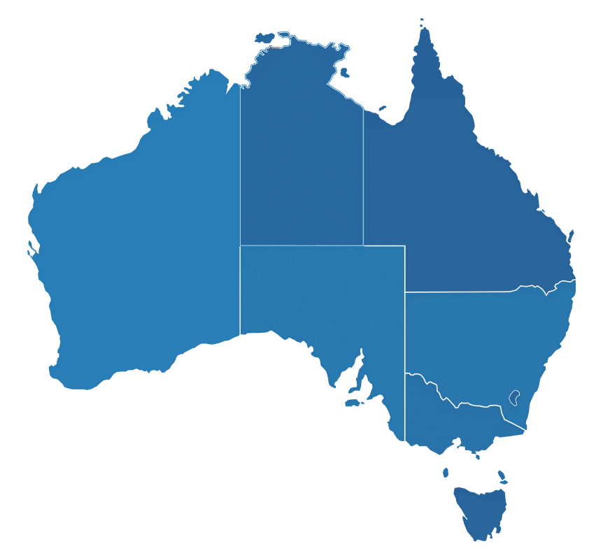 Australian map with states and territories boundary lines